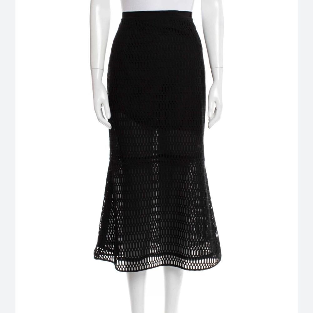 Sandro Black Mesh Midi Skirt NWT‎